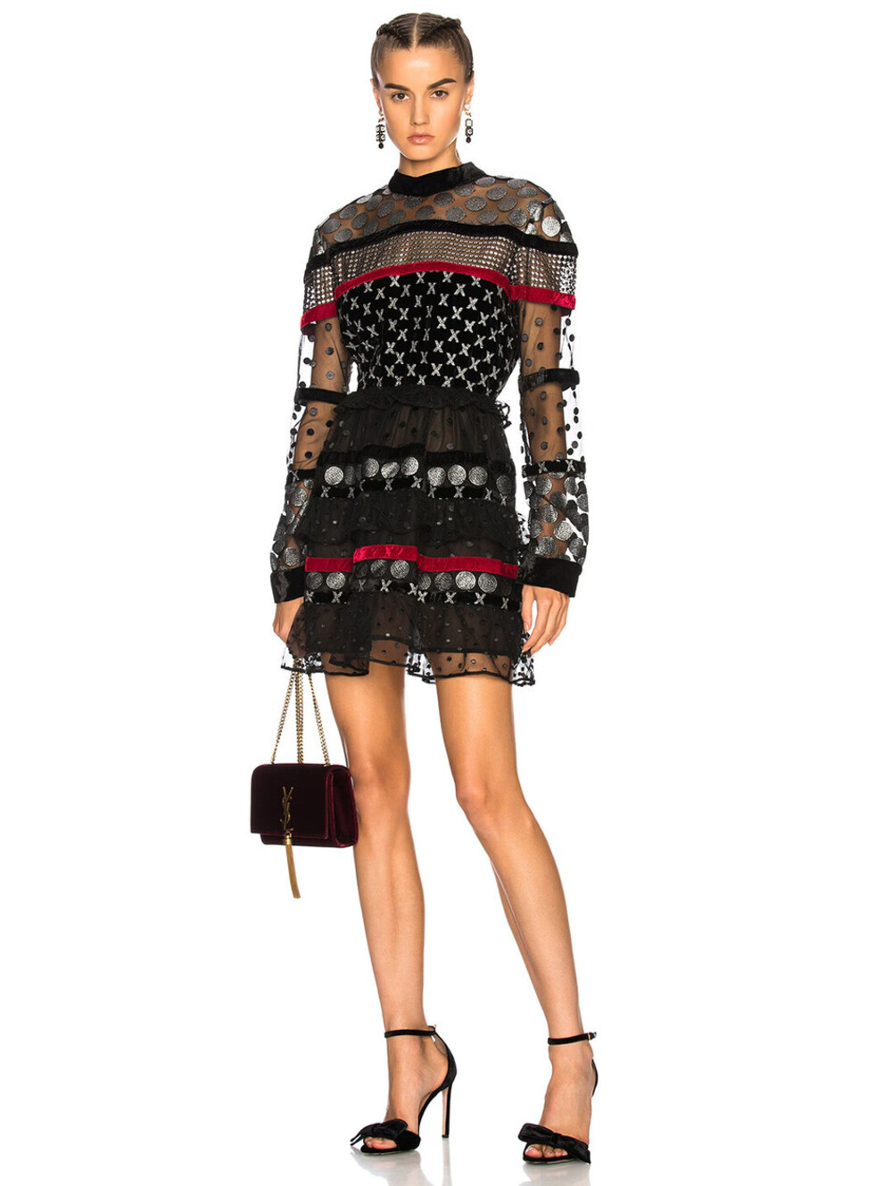 DODO BAR OR Black & Silver Tulle & Lace "Amaliya" Mini Party Dress, SIZE 12 - Picture 2 of 9